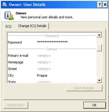 okno pro vzmenu informace o mne